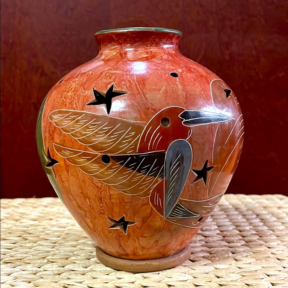 Handcrafted hummingbird Ceramic Lantern